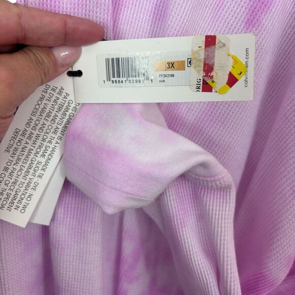 Calvin Klein Performance Womens Top Waffle Knit Turtleneck Tie Dye Pink Plus 3X - Picture 8 of 10